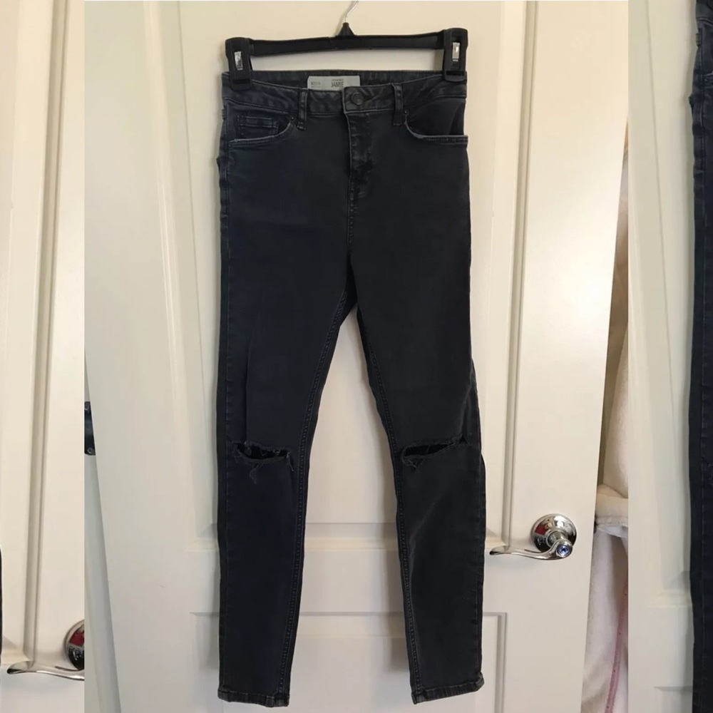 NWOT Topshop Moto washed black Jamie jeans 25 - Picture 2 of 4